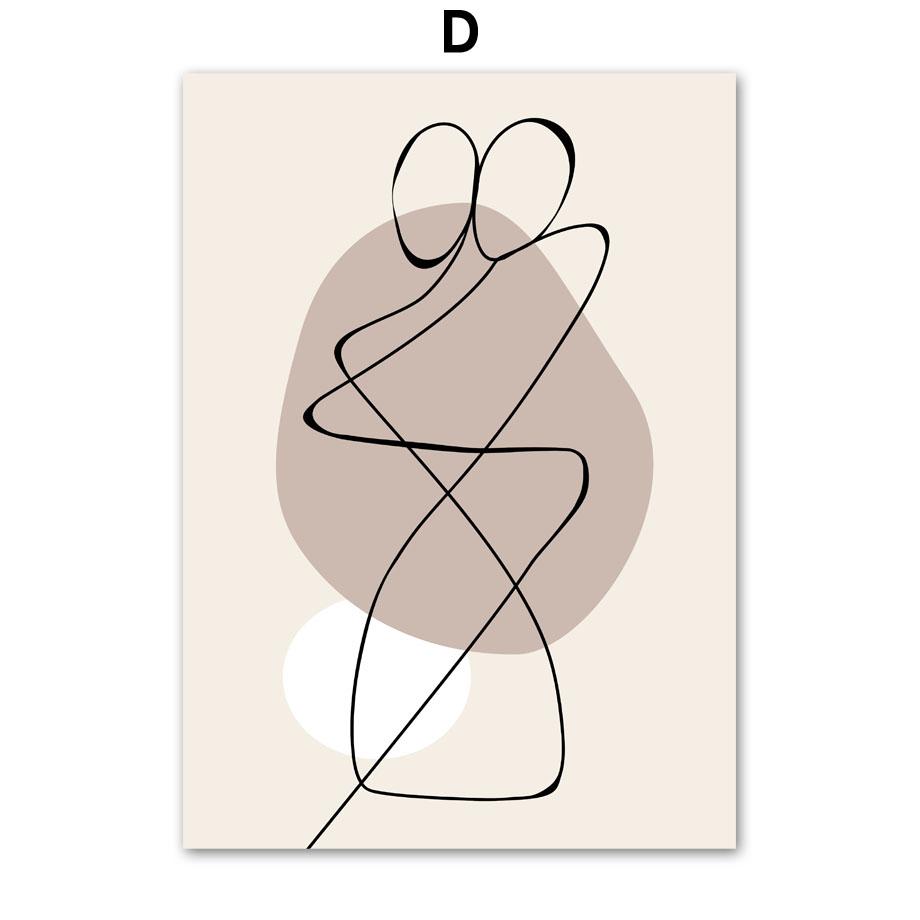 Wandkunst Leinwand Malerei Linie Mädchen Blume Moderne minimalistische abstrakte nordische Poster und Drucke Wandbilder für Wohnzimmer