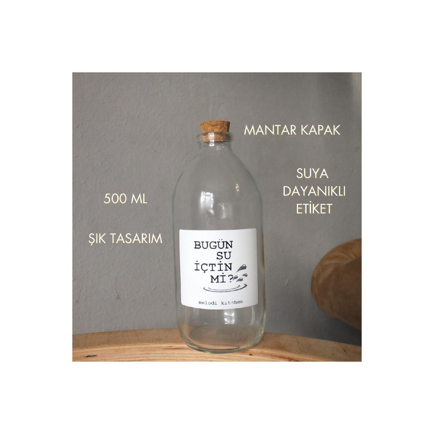 

Water Bottle / Cork Cap -500 Ml білий