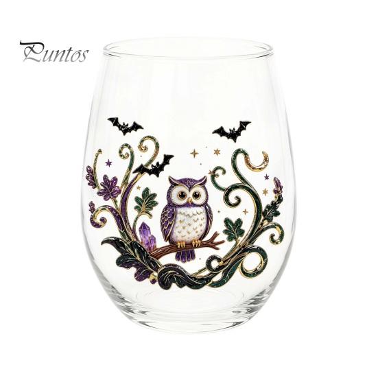 Bicchieri da Cocktail a Tema Horror Bicchiere in Vetro a Tema Halloween Gatto Nero Fantasma Teschio Zucca Dipinto a Mano Tazza da Bevanda Autunnale Vetro Senza Piombo Spettrale