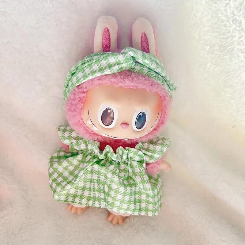 17cm Cute Mini Plush Doll's Clothes Outfit Accessories For Labubu Idol Dolls Cherry/Pineapple Three-piece Set Gift