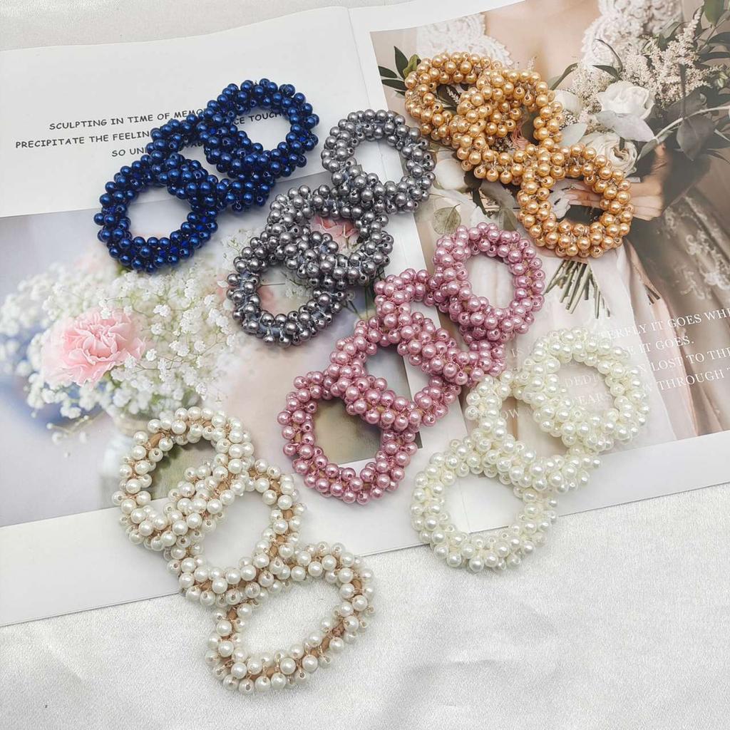1/3pcs Woman Elegant Pearl Hair Ties Beads Girls Bow Scrunchies Rubber Hairbands Ponytail Holders Hair Accessories Elastic Hair Bands