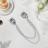 Wolfskopf Anstecknadel mit geschichteter Kette, Wolfskopf Anstecknadel Brosche Halloween Kostüm Schmuck Accessoire für Frauen Männer