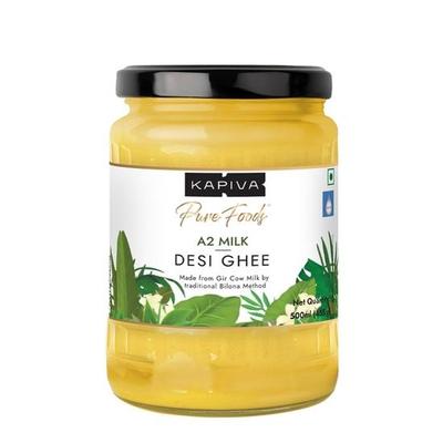 Kapiva Cetrified A2 Gir Cow Ghee 500ML | Traditional Vedic Bilona Method | Grassfed, Pure & Healthy | Curd-Churned | Rich In Nutrition