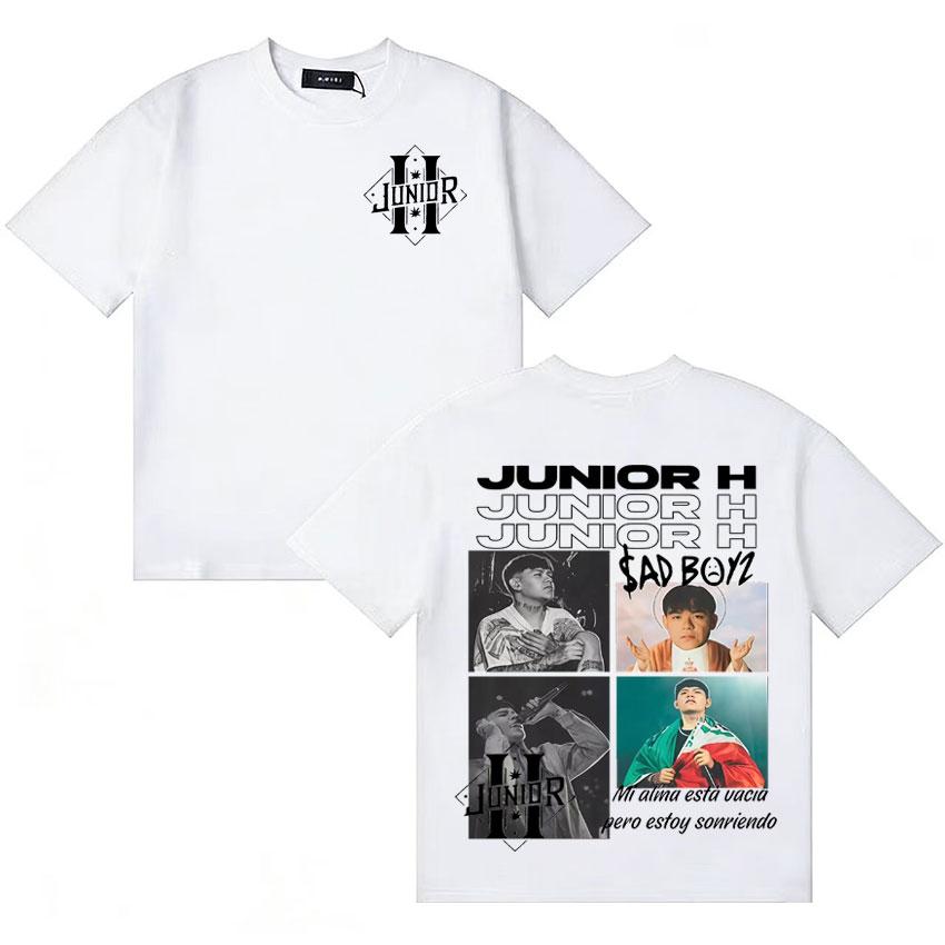 Rapper Junior H Album Cover High Quality T Shirt Unisex Women Aesthetic Short Sleeve Double Sided Print Y2K Oversized Tee Teenagers