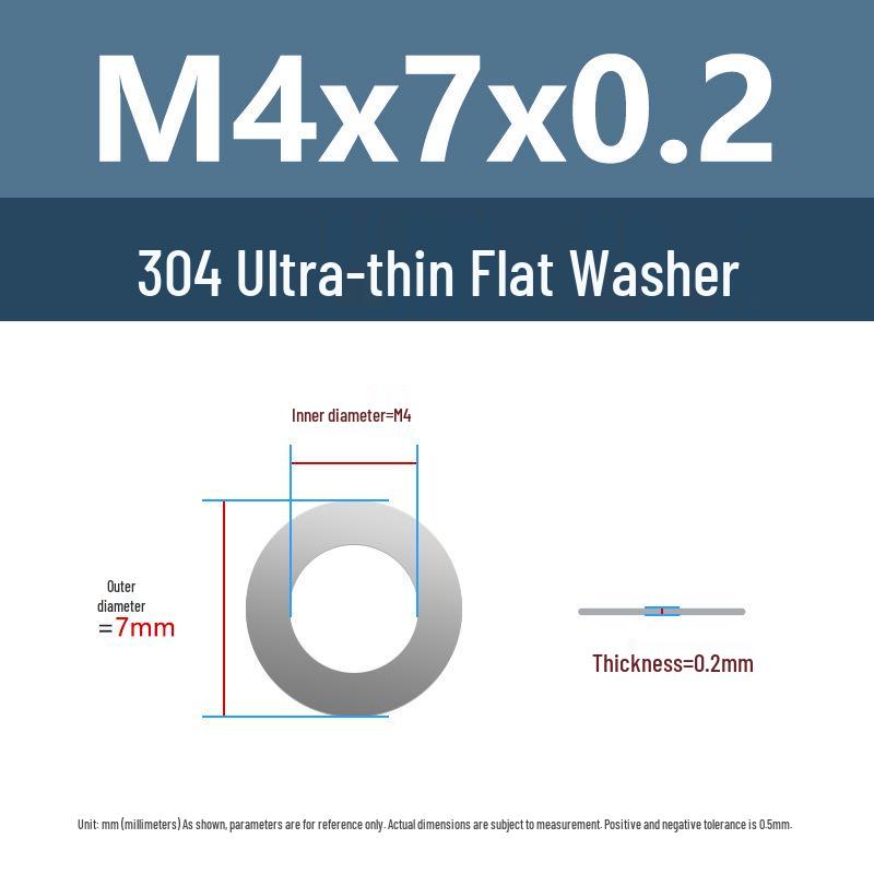 Yigu 304 Stainless Steel Flat Washer Shim Ring (Sizes M3, M4, M5, M8)
