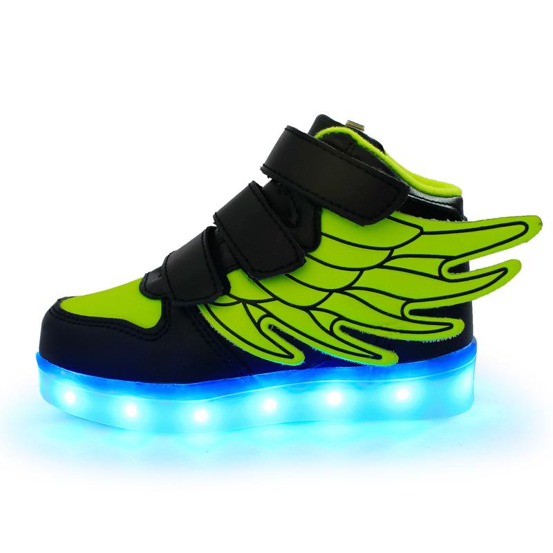 Jesienne Dziecięce Buty ze Skrzydłami LED Świecące Buty Ładowane przez USB Fluorescencyjne Buty Hip-hopowe dla Uczniów