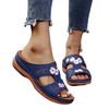 Women Embroidery Slide Sandals Vintage Embroidery Design PU Leather Slipper Gift for Christmas Birthday New Year