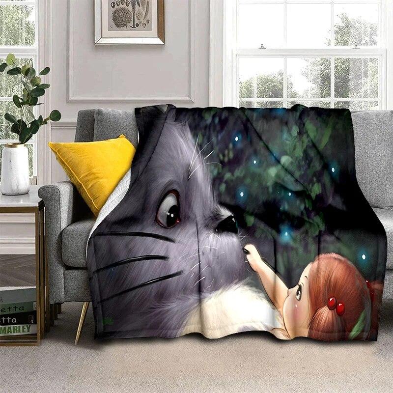 My Neighbor T-Totoro Anime Cartoon Blanket,Soft Throw Blanket for Home Bedroom Bed Sofa Picnic Travel Office Cover Blanket Kids