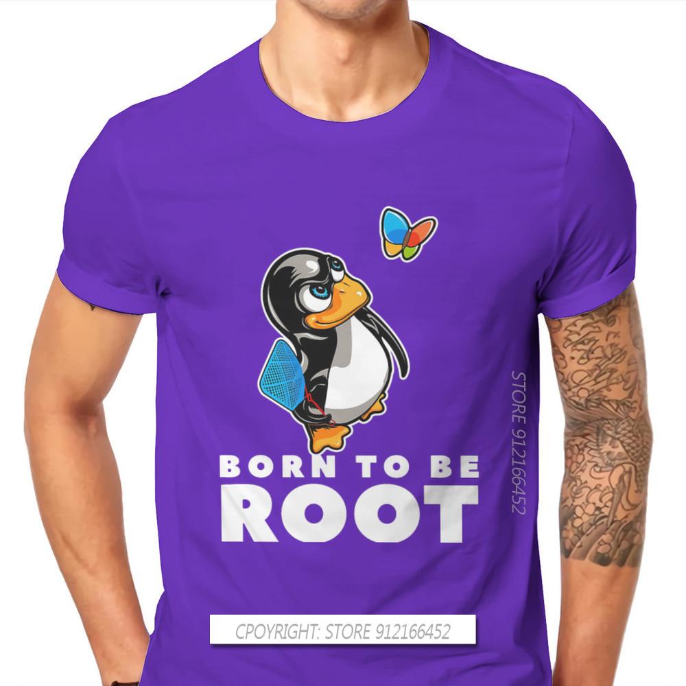 Linux Operating System Tux Penguin Man TShirt Butterfly Killer Illustration Fashion Basic T-Shirt Harajuku Streetwear Hipster