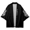 Kollu ejderha baskı siyah Kimono gevşek japon streetwear hırka kadın erkek Harajuku Haori Cosplay gömlekler