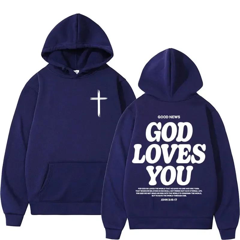 God Loves You Hooded Men's/Women's Autumn/Winter Retro Streetwear Y2K Harajuku Casual Outdoor Fitness Hiking Pullover Hooded