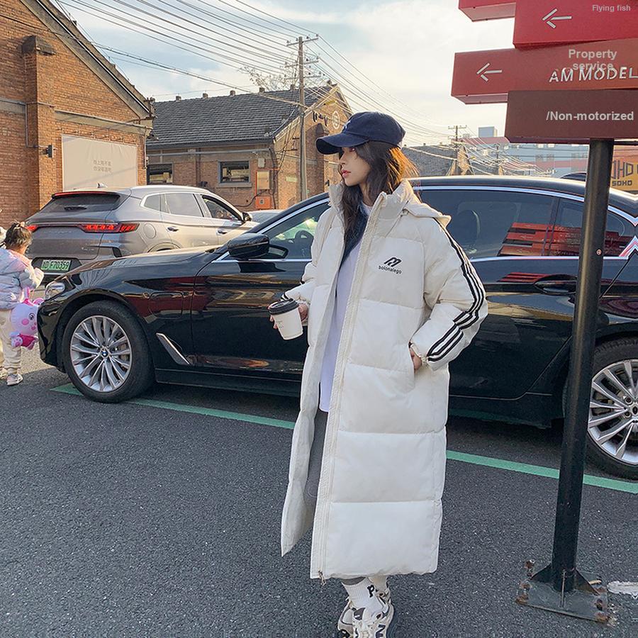 Newest Warm Cotton Jacket for Students - Long Length Korean Style Loose Three-Line Puffer Coat Oversized Outerwear
