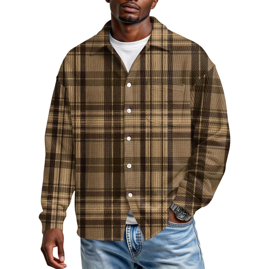Chemise Décontractée à Boutons et Manches Longues pour Homme avec Poche