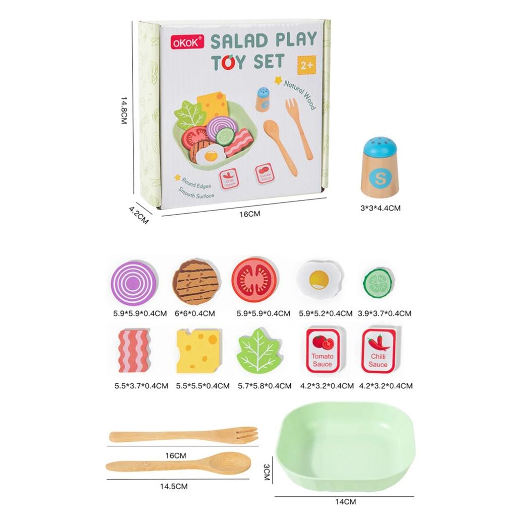 Wooden Kitchen Pretend Play Toy Simulation Wood Food Vegetable Salad Early Learning Chef Simulation Cooking Educational Toys