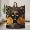 Gold Tears Crying Medusa African Art Black And Gold Fleece Blankets  Creative Throw Blanket for Home 125*100cm Plush Thin Quilt,