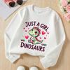 Kids Crewneck Long Sleeve Sweatshirt,Cartoon Green Dinosaur & Letter Graphic Print