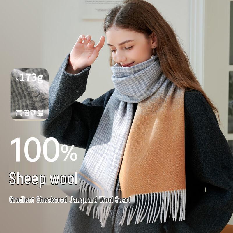 

Women s Pure Wool Plaid Scarf 170*30cm
