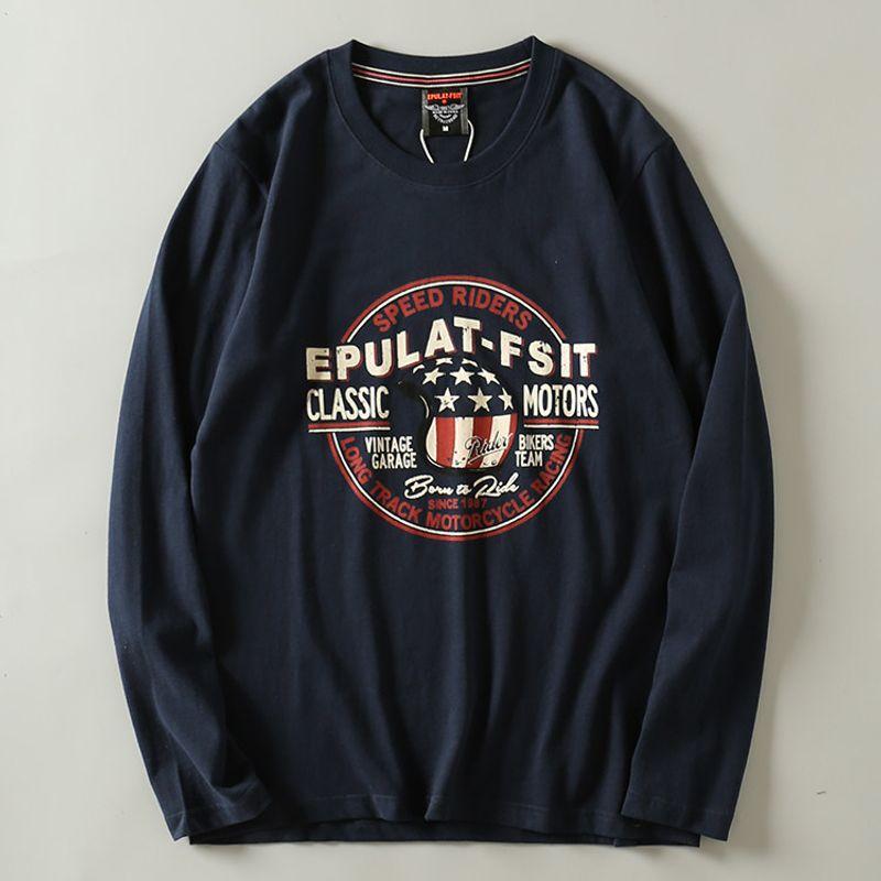 Foreign Trade Export Tail Order Casual Long-Sleeved Base T-shirt Royal Blue 2XL