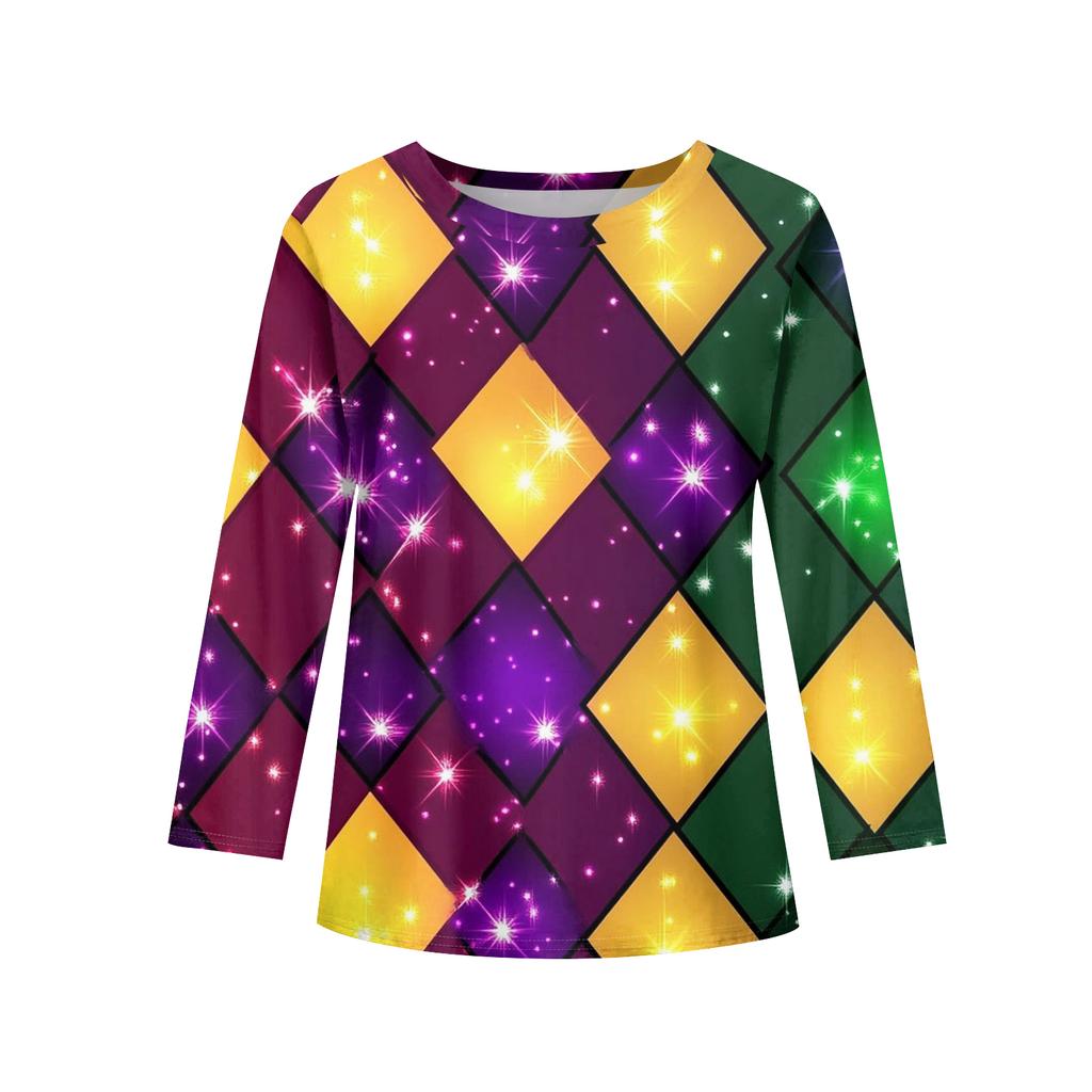 Dívčí trička s dlouhým rukávem Dětské podzimní topy Kulatý výstřih Potištěná základní trička