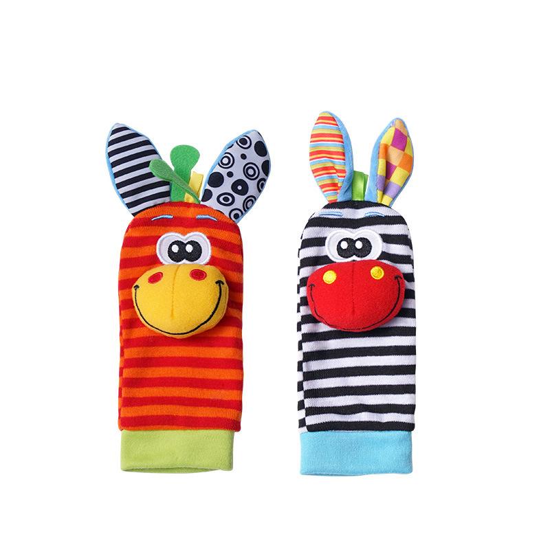 Baby Rattle Socks Toys For Newborn 0 12 Months Play Animal Socks Wrist Strap Rattle Infant Foot Socks Bug Babies Accessory