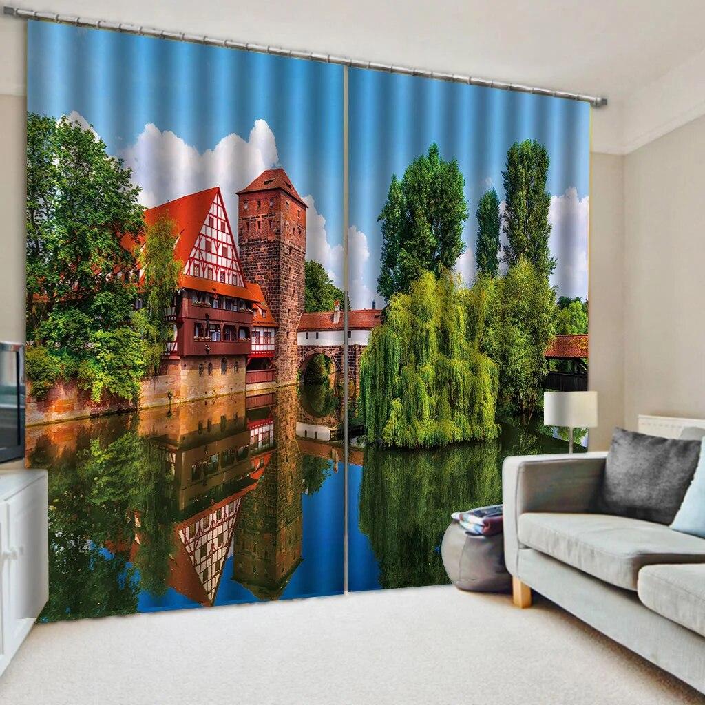 

2 шт., занавеска с природным пейзажем, цветами, морским лесом, занавеска для спальни, гостиной, кухни, окна от пола до потолка, Cortinas W50xH130(CM)x2PCS-Grommet Top