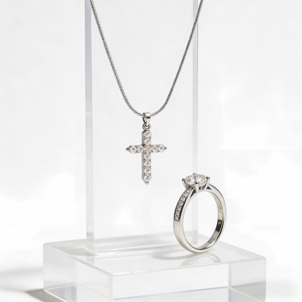 High-End Punk Style Zirconia Cross Necklace for Women