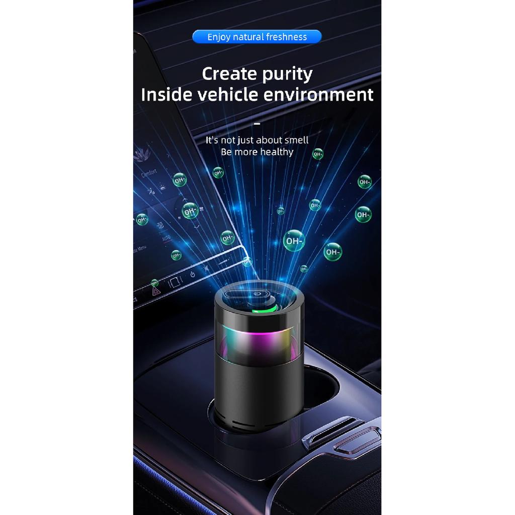 Portable Car Air Purifier Negative Ion & HEPA Filter Low Noise DeodorizerDust Smoke Removal Compact Design for Car Home Use