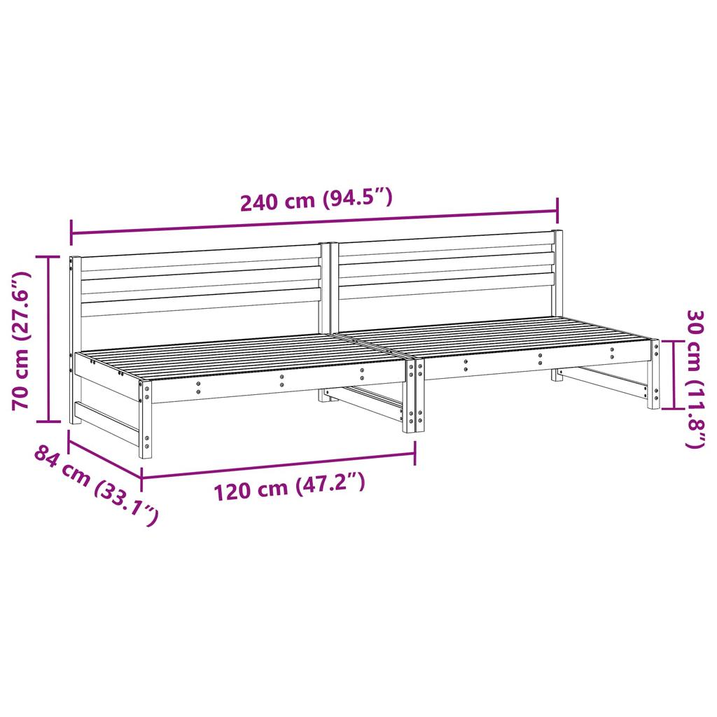 Garden Center Sofa Solid Pine Wood Wax Brown