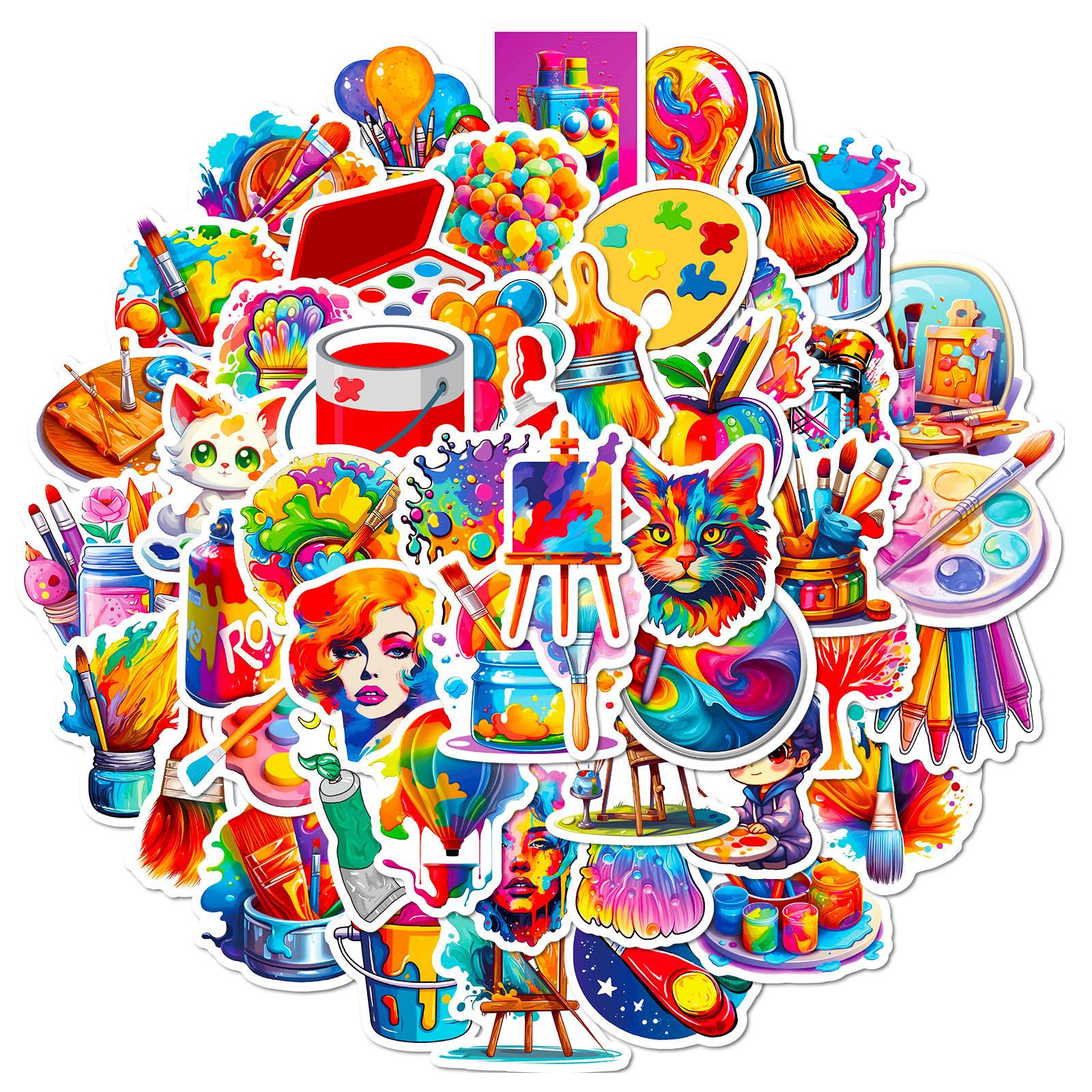 

50 наклеек для рисования, живопись маслом, искусство Shein, мода, сделай сам, детское искусство, живопись, наклейки-граффити