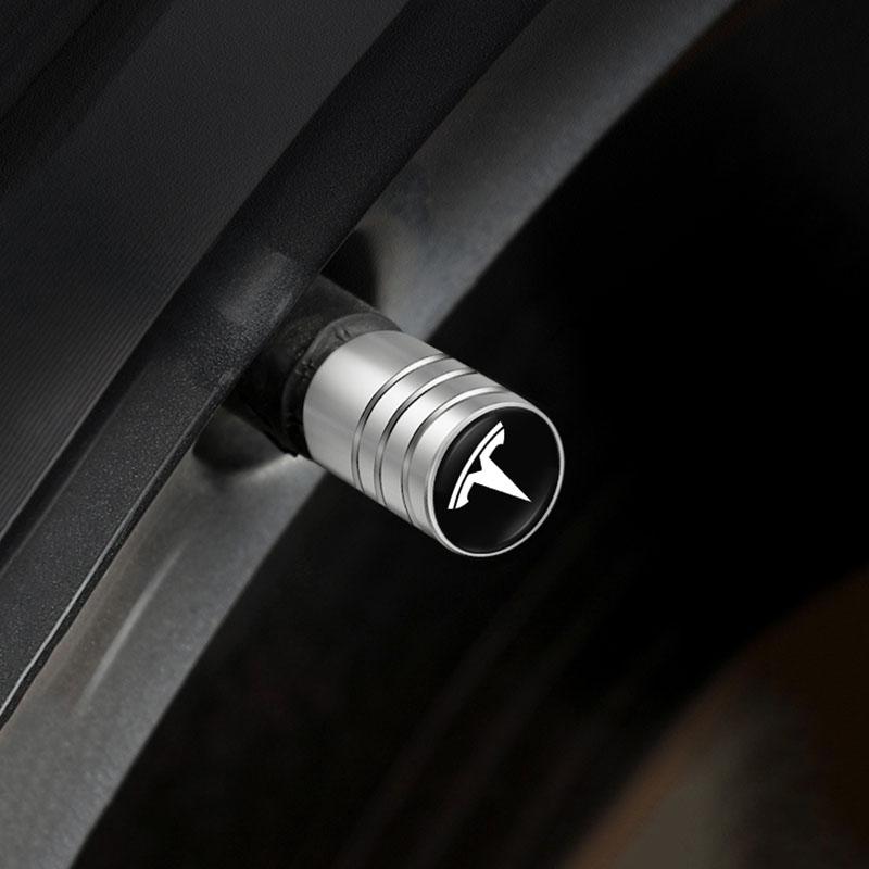 4Pcs Car Tire Valve Cap Alloy Wheel Valves Cover Accessories For Tesla Model 3 Model S Model X Model Y Cybertruck Roadster