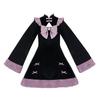 Milky Time Women's Medium Lolita Dress, Long Sleeves, Black and Purple Velvet, Winter Cosplay Costume