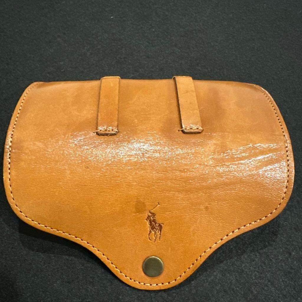 Used Genuine leather/Polo Ralph Lauren leather glasses case sunglasses case brown