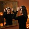 Non Slip Hair Hoop for Girls Halloween Headbands Women Girls, Wide Knotted Headband with Witch Spider Web Ghost Pumpkin, Accessories Party Cosplay,