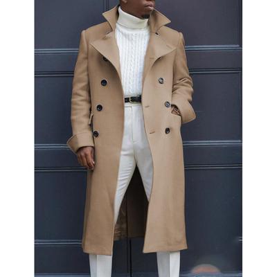 Cappotto in tweed da uomo, tinta unita, primavera e autunno, con orlo dritto e revers, giacca doppiopetto