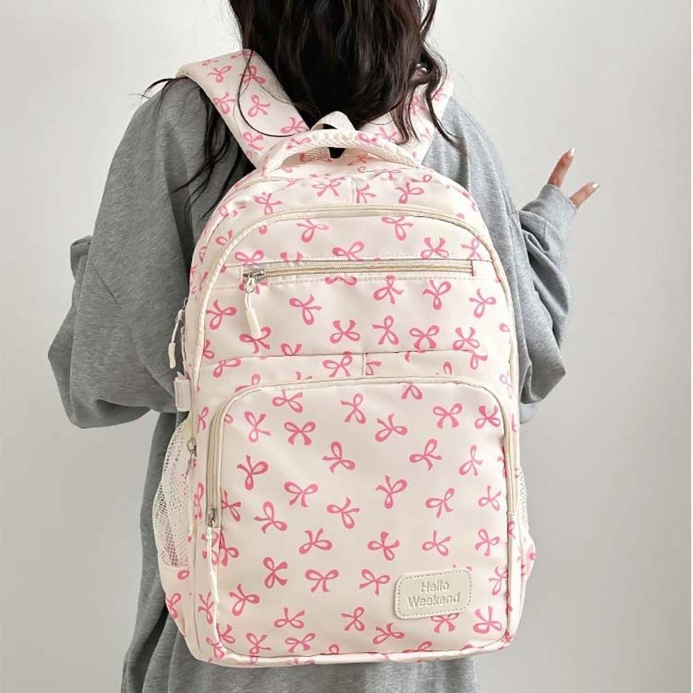 Daypack Three-piece School Bag Set Casual Large Capacity Nylon Bow Backpack Crossbody Bag Polyester Students School Bag