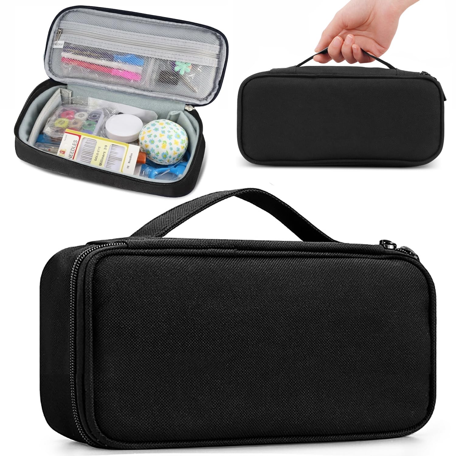 

Sichang Sewing Set for Elementary School Girls and Boys Portable Embroidery Craft Household Sewing Tools Practice Black