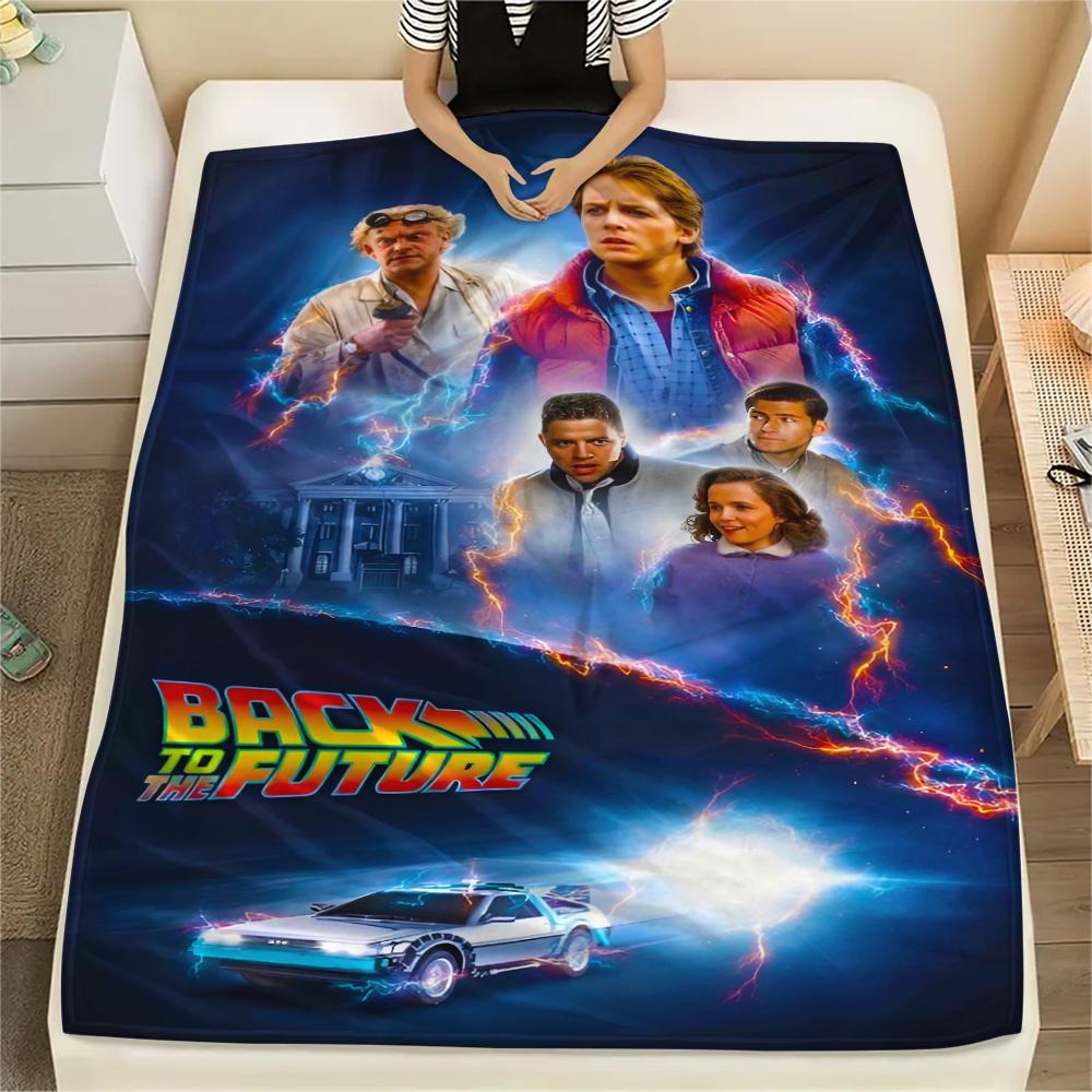 1PC Back To the Future Print Flannel Blanket, High Quality All Seasons, Home Decor, Warmth and Comfort, Perfect for Christmas Gifts