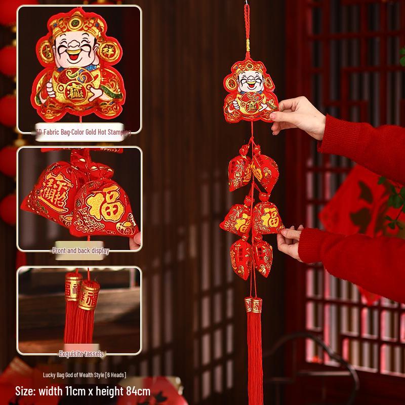 2026 Spring Festival Hanging Decorations: New Year Firecrackers, Lucky Bag, Chili, and Lantern Ornaments for Your Living Room