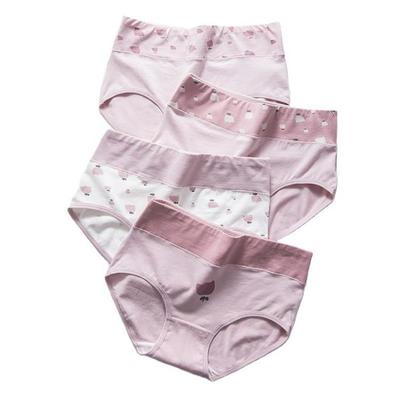 Breathable Cotton Underwear for Women Girls High Waist Print Panties 4Pcs Set Size M To 5XL
