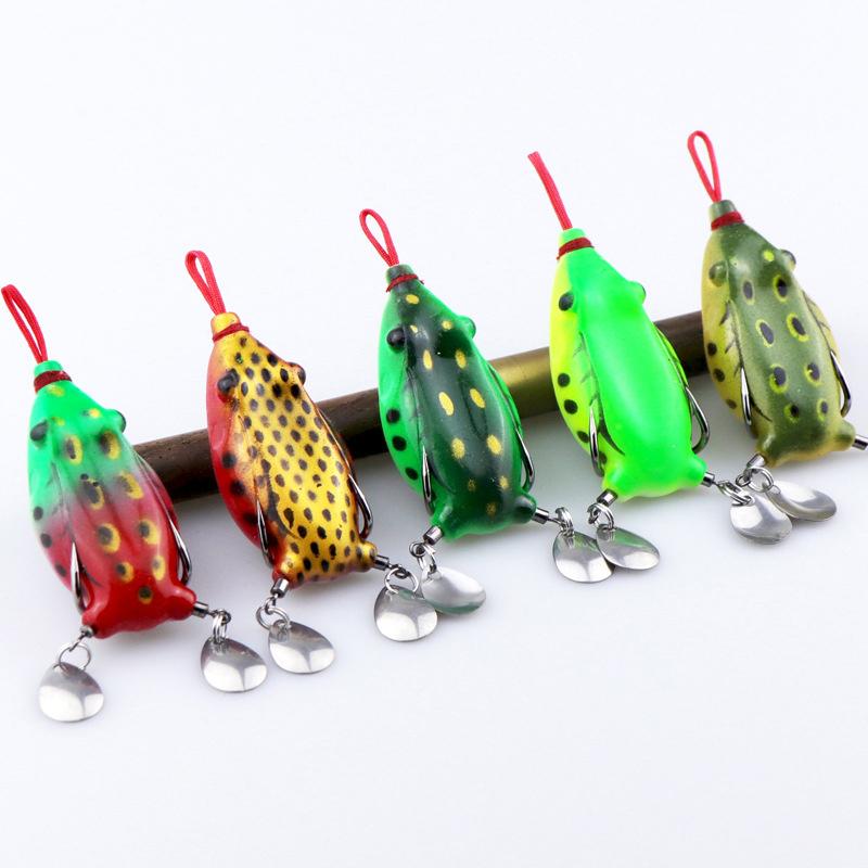 6cm/12g Simulation Frog Snake Head Lures Blackfish Bait Fishing Frog Lure Soft Bait Lure With Double Sharp Hooks Spoon Baits