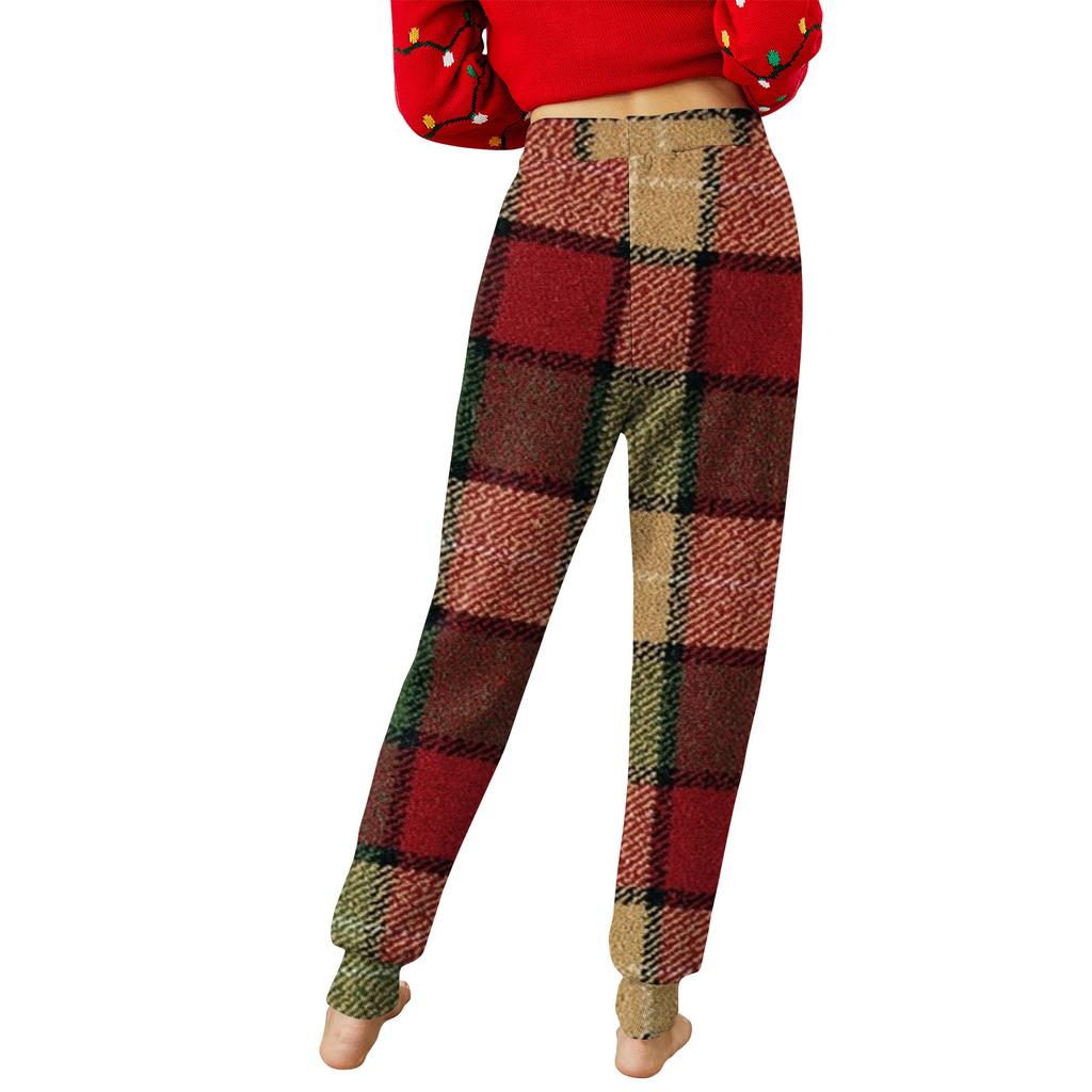 Women's casual fashion home Christmas print plush sweatpants