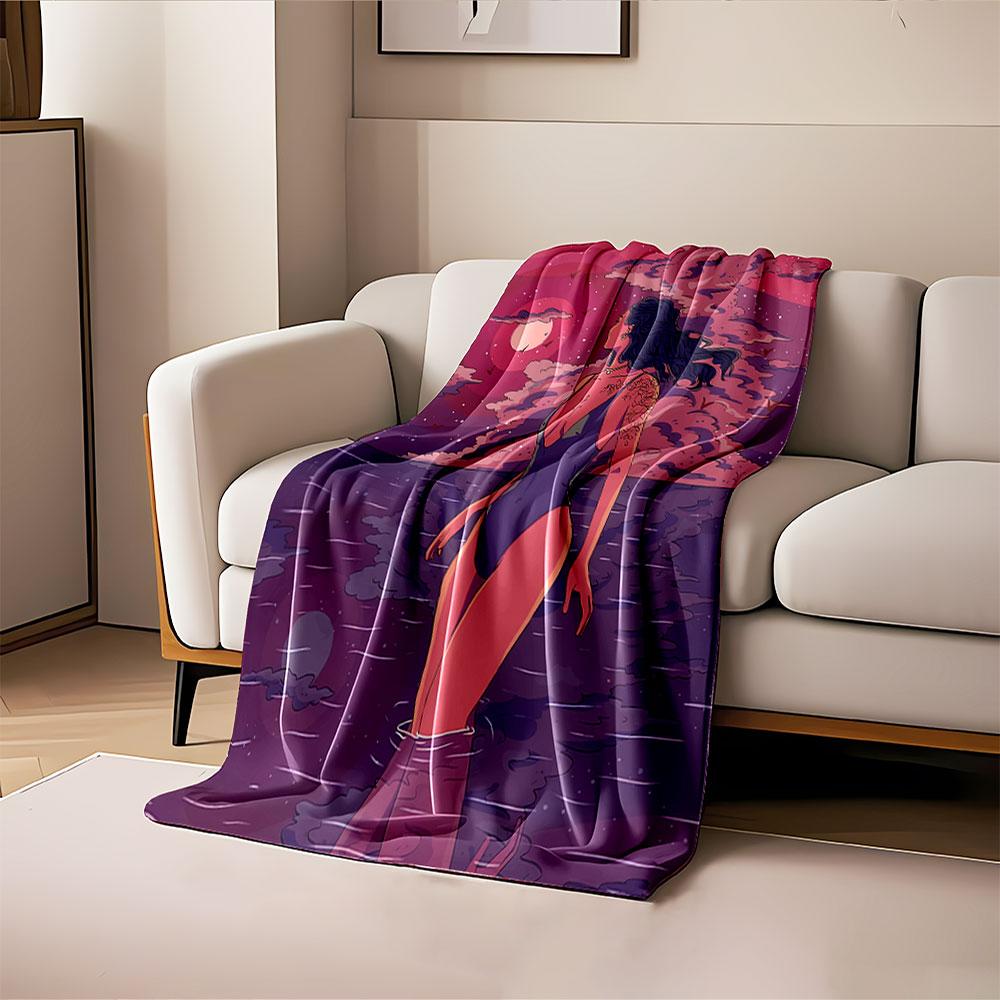 Mystical Moonlit Woman Scene for all seasons blanket lunch break throw gift