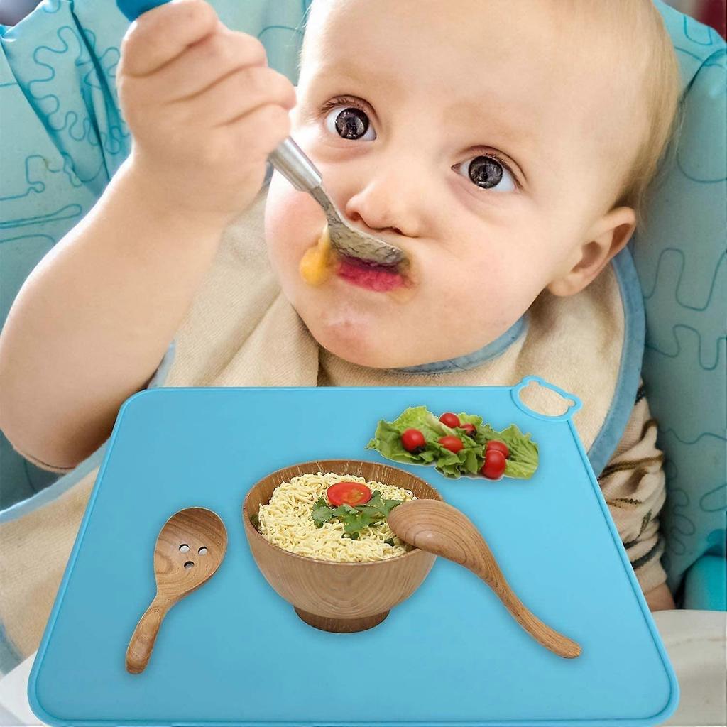 Kids Silicone Placemats, Dishwasher Safe Desk Mat, Toddler Portable Food Mat Travel Set of 2 (Grey