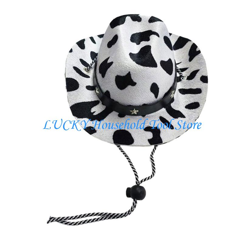 J0MC Pet Hat NewYear Party Photo Hat for Bichons Adjust Belt Dogs Cowboy Hat