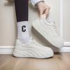 Cream platform white shoes women's leather surface autumn niche home shoes board shoes low-top student home shoes dad shoes