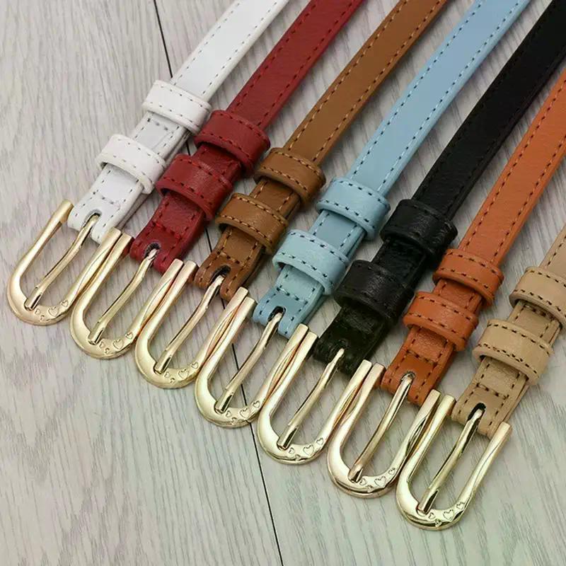 1Pc 105CM 7 Candy Colors Womens PU Leather Belt Skinny Thin Dress Belt Waist Belt Waistband Skirt Jeans Waist Accessories
