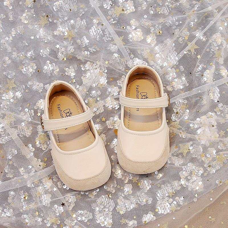 

Girls Rose Flower Leather Shoes2026Spring and Autumn New Leather Performance Shoes for Children in Various Sizes, Solid Color Flats 23Inner Length14.5cm бежевый