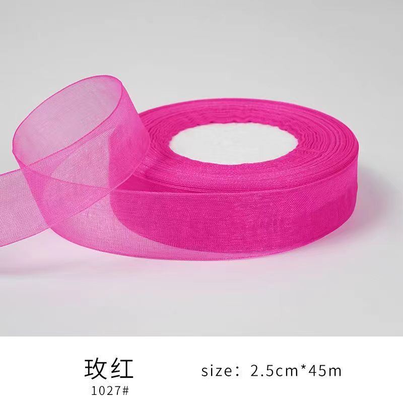 Organza Ribbon Sheer Chiffon Ribbon Bulk for Wrapping Decorating Valentine Wedding Birthday Bouquet Garland(50 Yard Each Roll,Bright Color)