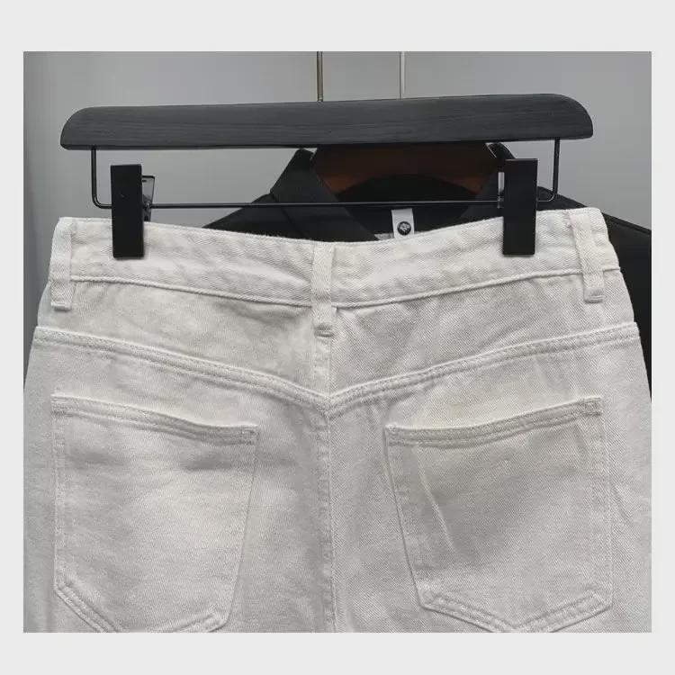 Men's Trendy Ripped Solid Color Slim Denim Shorts