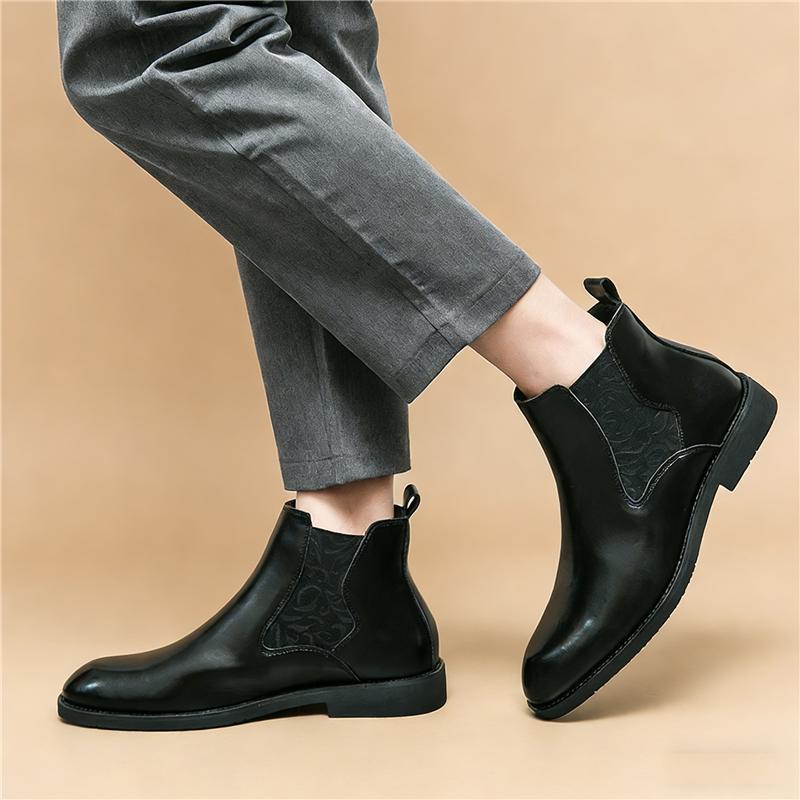 Wintermode Neue Hohe Stiefeletten Herren zum Hineinschlüpfen Chelsea Braune Knöchelhohe Stiefel Britische Marke Designer Lässige Stiefel Formelle Luxus Schuhe